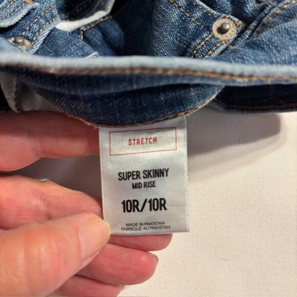 Express Super Skinny Stretch Mid-rise Distressed Jeans - Size 10R - Picture 9 of 10